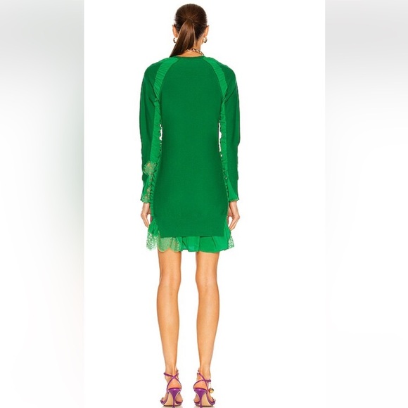 Stella McCartney Silk Mix Knit Sweater Lace Dress Kelly Green Women's Size 34/XS - Picture 2 of 16